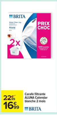 Carafe filtrante ALUNA Calendar blanche 2 mois