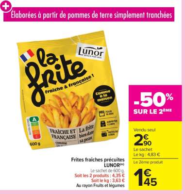 Frites fraîches précuites LUNOR