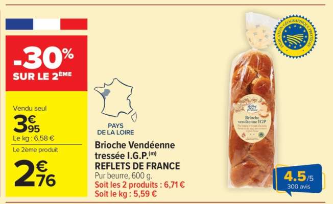 Brioche Vendéenne tressée I.G.P. REFLETS DE FRANCE
