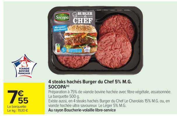 4 steaks hachés Burger du Chef 5% M.G.