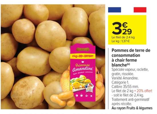 Pommes de terre de consommation à chair ferme blanche
