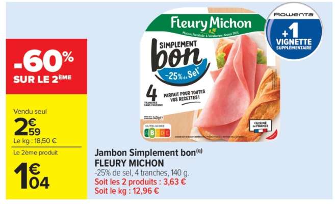 Jambon Simplement Bon Fleury Michon