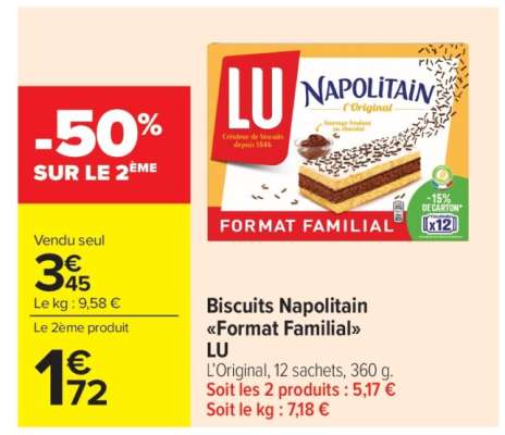 Biscuits Napolitain "Format Familial" LU