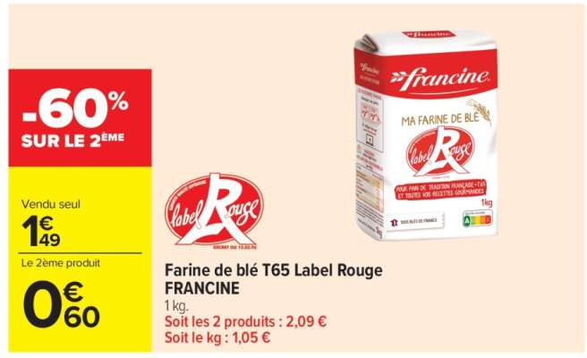 Farine de blé T65 Label Rouge FRANCINE
