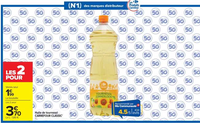 HUILE DE TOURNESOL CARREFOUR CLASSIC