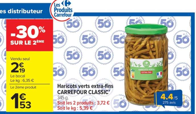 Haricots verts extra-fins CARREFOUR CLASSIC'