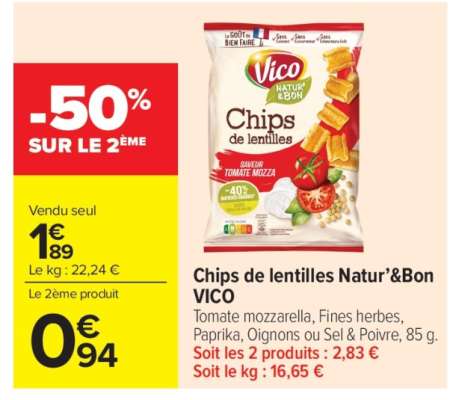 Chips De Lentilles Natur' & Bon Vico