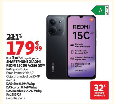 SMARTPHONE XIAOMI REDMI 15C 5G 4/256 GO