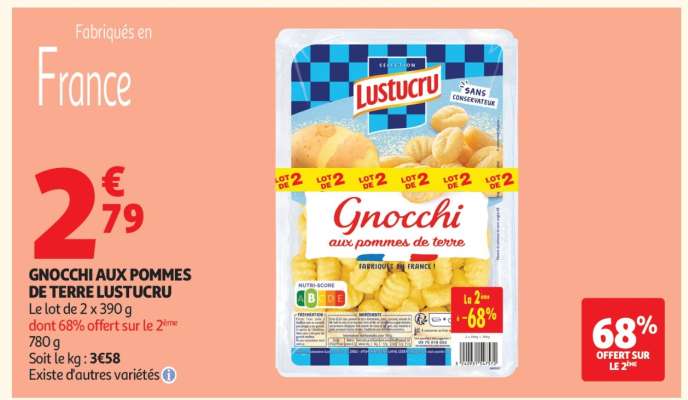 Gnocchi aux pommes de terre Lustucru