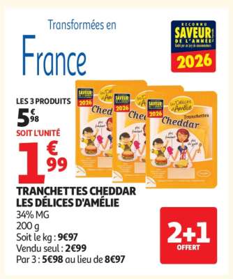 TRANCHETTES CHEDDAR LES DÉLICES D'AMÉLIE