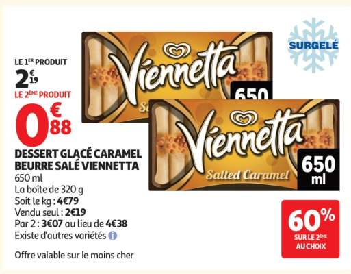 DESSERT GLACÉ CARAMEL BEURRE SALÉ VIENNETTA