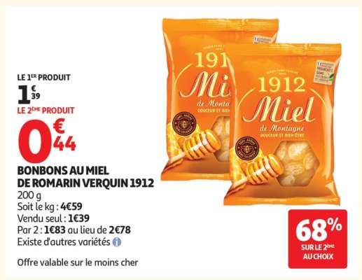 BONBONS AU MIEL DE ROMARIN VERQUIN 1912