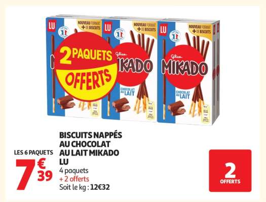 BISCUITS NAPPÉS AU CHOCOLAT AU LAIT MIKADO LU