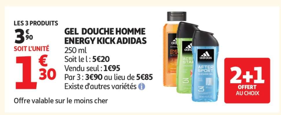 GEL DOUCHE HOMME ENERGY KICK ADIDAS