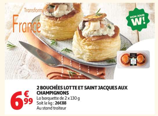 2 BOUCHÉES LOTTE ET SAINT JACQUES AUX CHAMPIGNONS