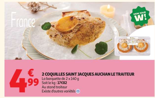 2 COQUILLES SAINT JACQUES AUCHAN LE TRAITEUR