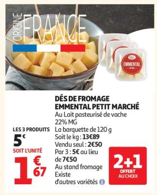 DÉS DE FROMAGE EMMENTAL PETIT MARCHÉ