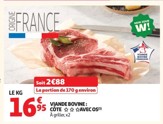 Viande bovine : côte*** avec os