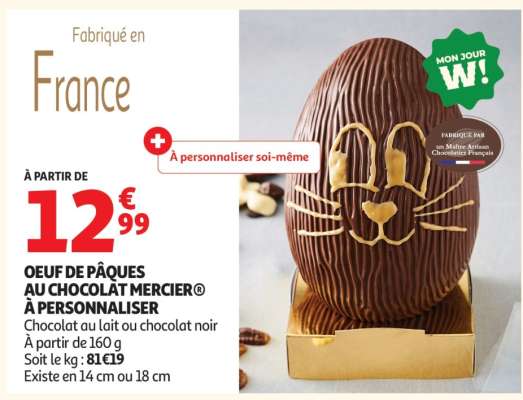 OEUF DE PÂQUES AU CHOCOLAT MERCIER® À PERSONNALISER