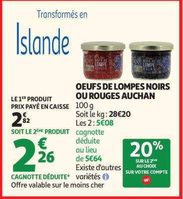 OEUFS DE LOMPES NOIRS OU ROUGES AUCHAN