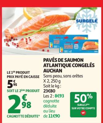 Pavés De Saumon Atlantique Congelés Auchan