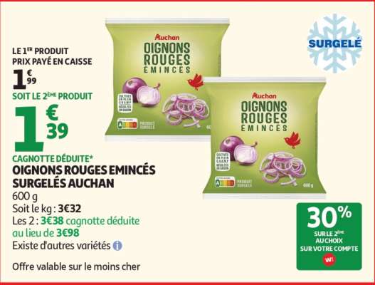 Oignons Rouges Émincés Surgelés Auchan