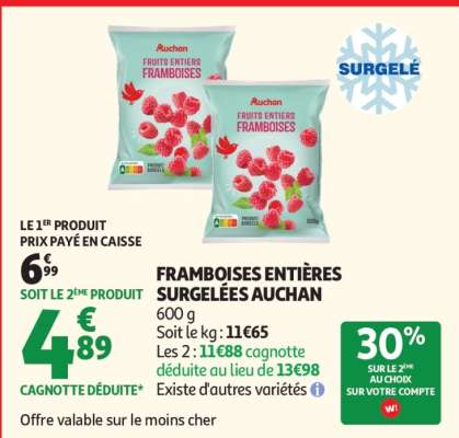 FRAMBOISES ENTIÈRES SURGELÉES AUCHAN