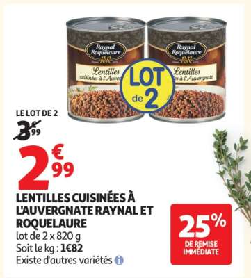 Lentilles Cuisinées À L'auvergnate Raynal Et Roquelaure