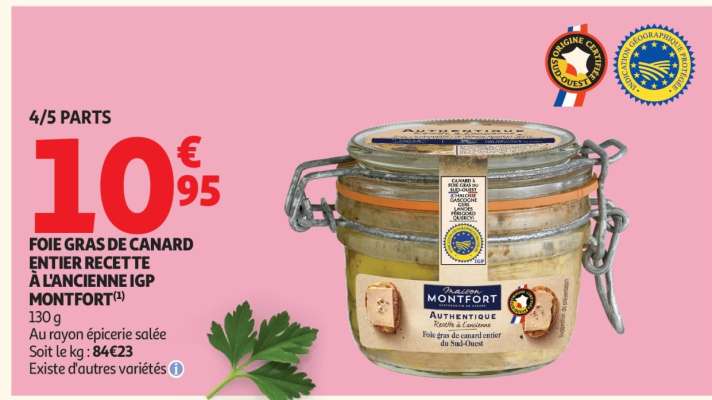 FOIE GRAS DE CANARD ENTIER RECETTE À L'ANCIENNE IGP MONTFORT