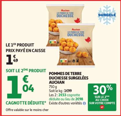 Pommes De Terre Duchesse Surgelées Auchan