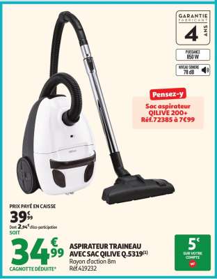 ASPIRATEUR TRAINEAU AVEC SAC QILIVE Q.5319