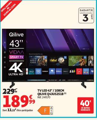 TV LED 43" / 108CM QILIVE Q43US251B