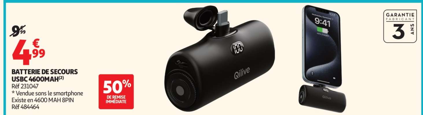 BATTERIE DE SECOURS USB-C 4600MAH*