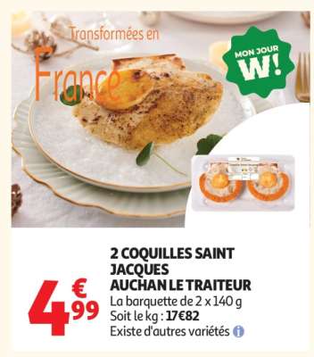 2 COQUILLES SAINT JACQUES AUCHAN LE TRAITEUR
