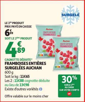 FRAMBOISES ENTIÈRES SURGELÉES AUCHAN