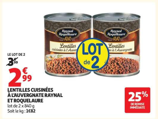 Lentilles Cuisinées À L'auvergnate Raynal Et Roquelaure