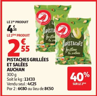 Pistaches Grillées Et Salées Auchan