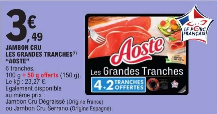 Jambon Cru Les Grandes Tranches Aoste