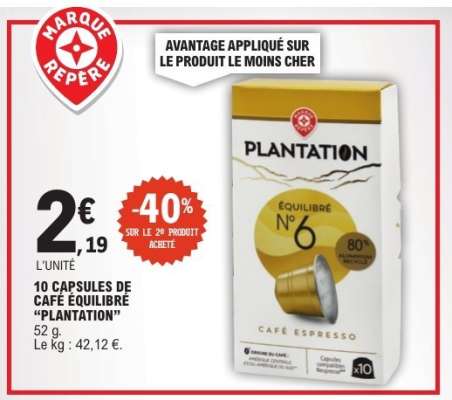 10 CAPSULES DE CAFÉ EQUILIBRÉ 'PLANTATION'