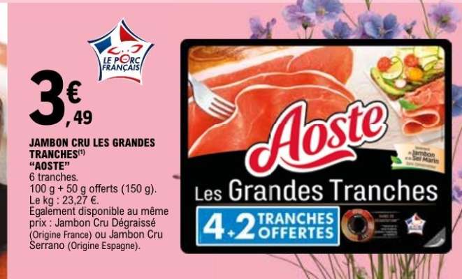 Jambon Cru Les Grandes Tranches Aoste
