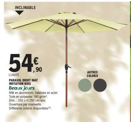 PARASOL DROIT MAT IMITATION BOIS