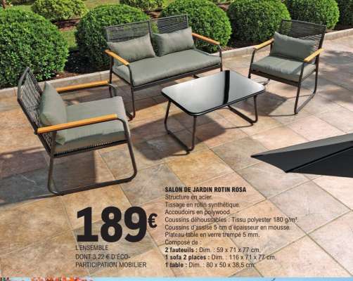 SALON DE JARDIN ROTIN ROSA