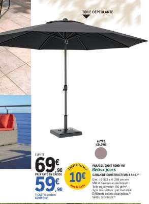 PARASOL DROIT ROND 4M Beaux jours