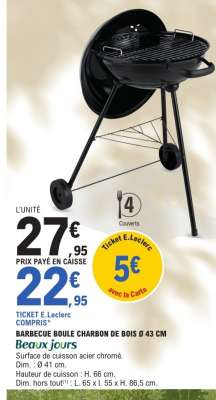 BARBECUE BOULE CHARBON DE BOIS Ø 43 CM