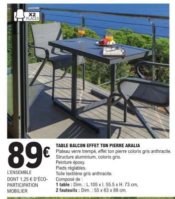 TABLE BALCON EFFET TON PIERRE ARALIA