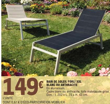BAIN DE SOLEIL FORLÌ XXL BLANC OU ANTHRACITE