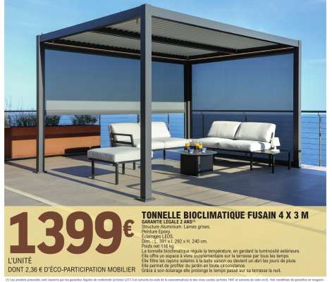 Tonnelle Bioclimatique Fusain 4 X 3 M