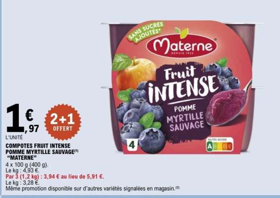 COMPOTES FRUIT INTENSE POMME MYRTILLE SAUVAGE