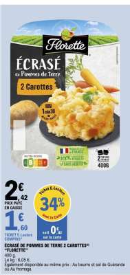 ÉCRASÉ DE POMMES DE TERRE 2 CAROTTES