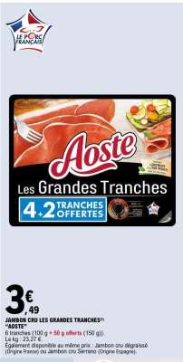 Jambon Cru Les Grandes Tranches Aoste